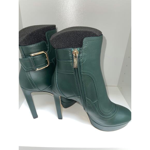 Jimmy Choo Green Leather Ankle Boots with Gold Buckle Detail - Size 36.5 - Picture 2 of 4